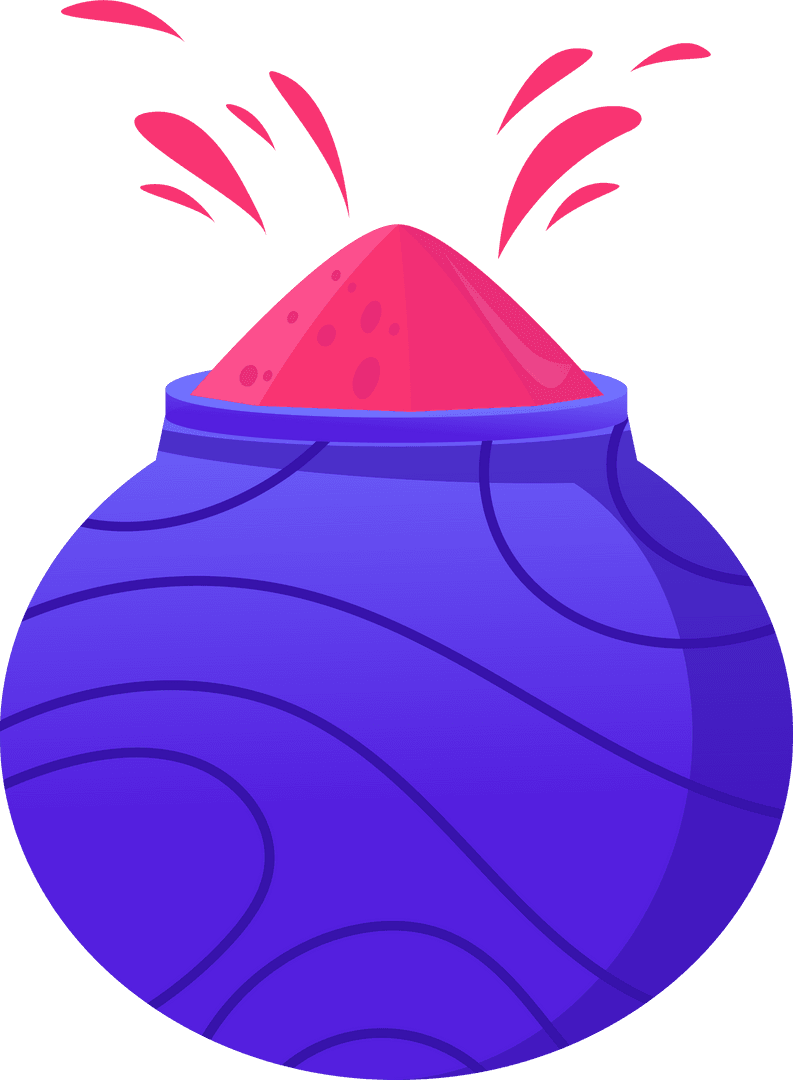 Colorful Vessel with Vibrant Powder Eruption on Transparent Background