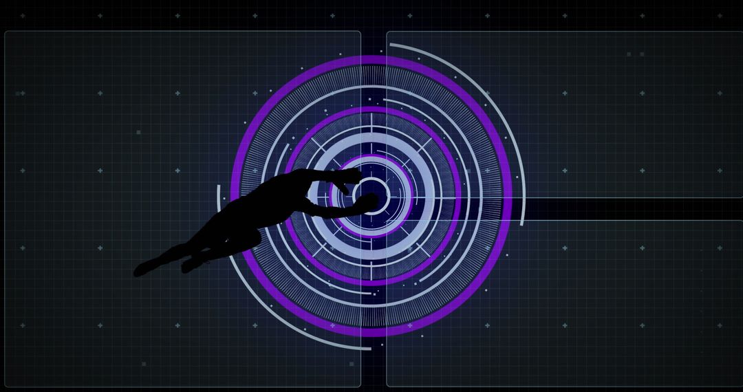 Silhouette Football Player with Futuristic Data Interface