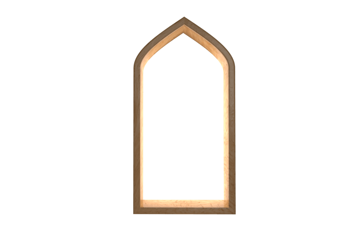 Wooden Arch Window Frame with Transparent Background