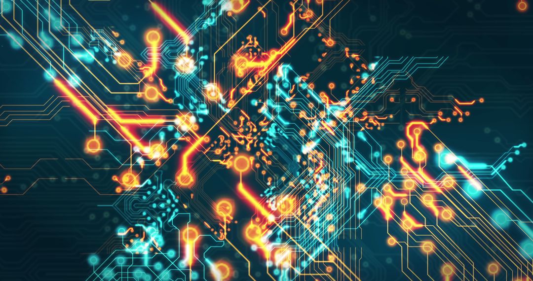 Abstract High-Tech Circuit with Blurred Highlights