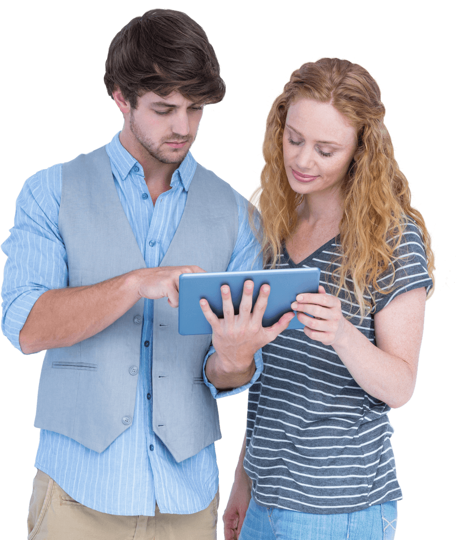 Transparent Couple Sharing Tablet Experience