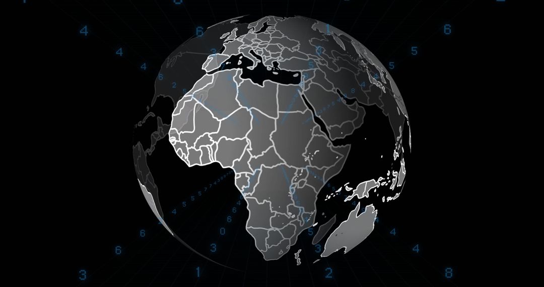 Spinning Globe Displaying Worldwide Connectivity via Digital Interface