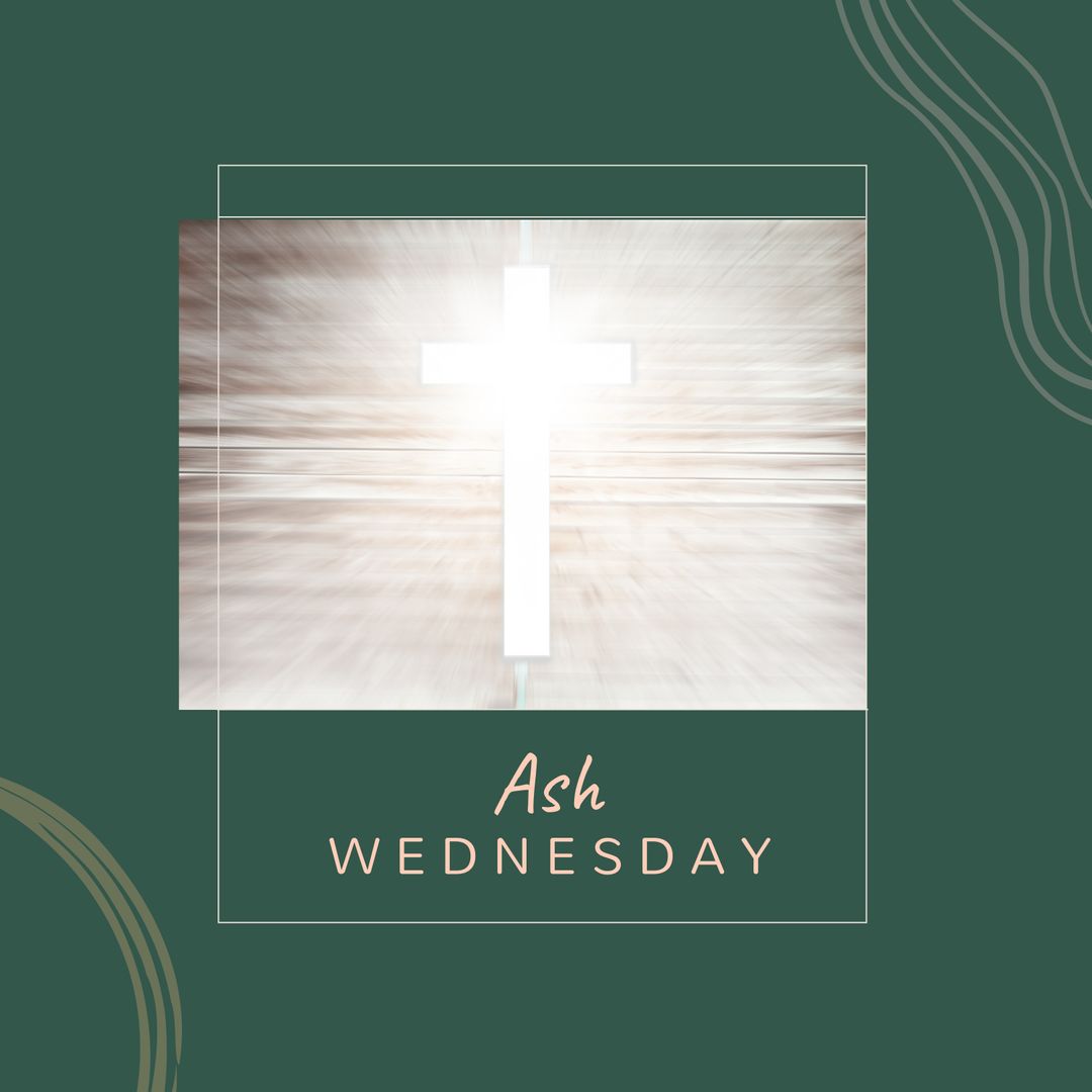 Ash Wednesday Christian Cross with Radiant Light