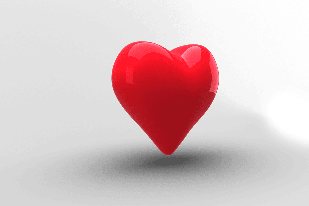 Glossy Red Heart Icon on Transparent Background