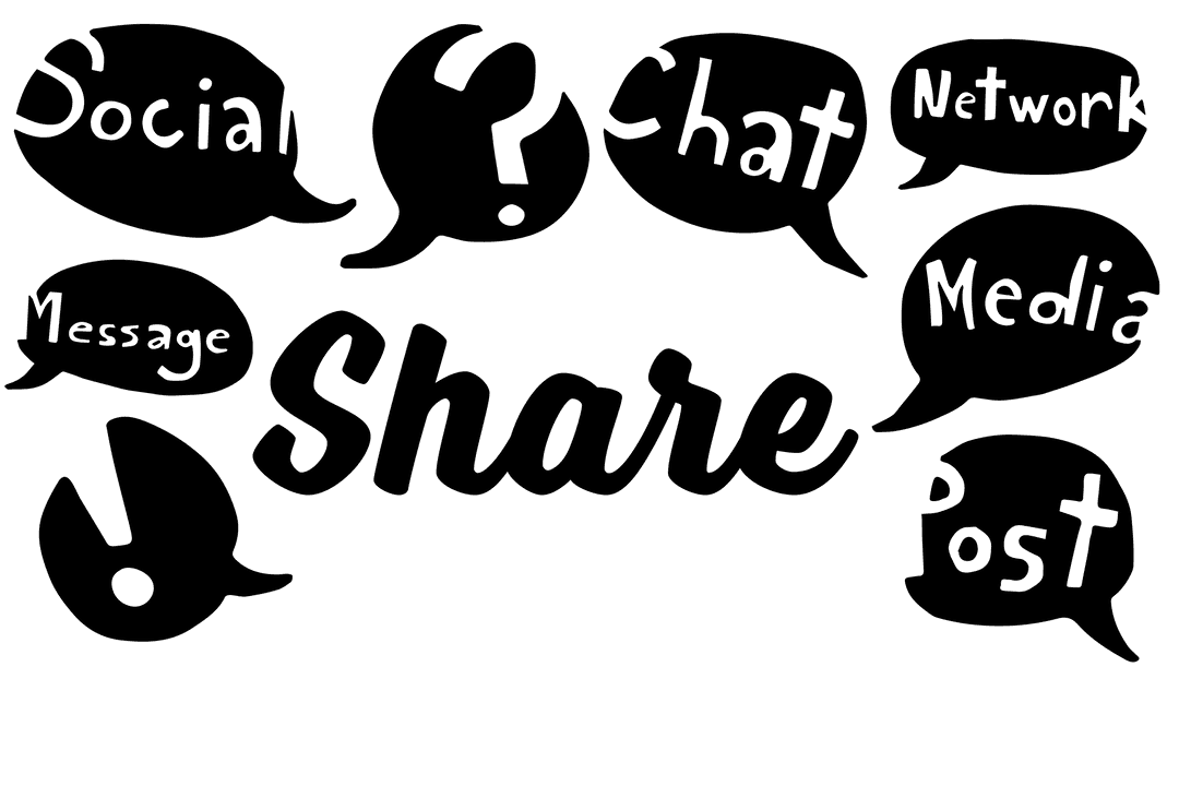 Digital Social Media Share Text on Transparent Background