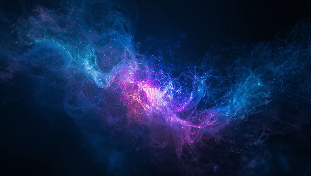 Futuristic Neon Particle Stream in a Dark Cosmos