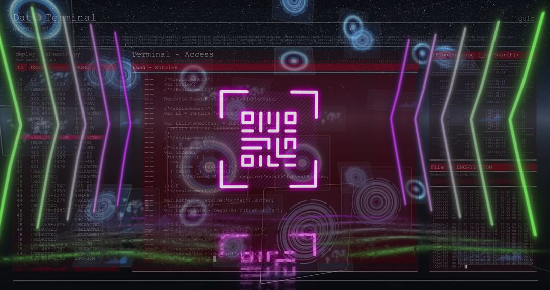 futuristic qr code with digital data interface - Free Images, Stock Photos and Pictures on Pikwizard.com