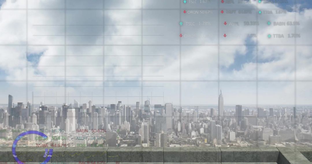 Financial Data Over Cityscape Vector World Dynamics