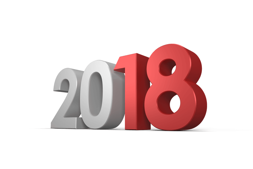 Transparent 3D Text of 2018 in Red and White Highlight New Year