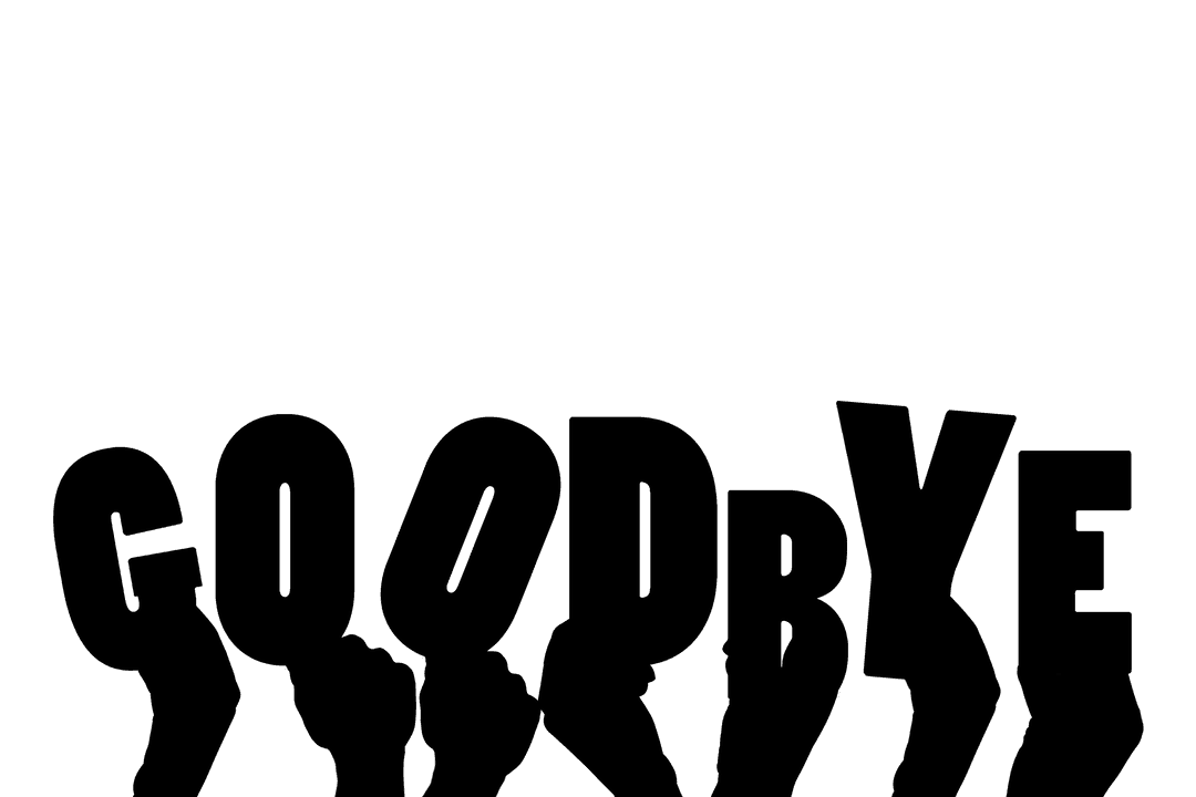 Creative Hand Gestures with Goodbye Text on Transparent Background