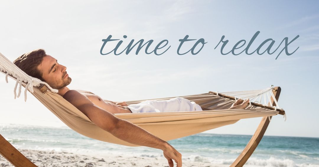 Man Relaxing in Hammock by the Sea Embraces Tranquility