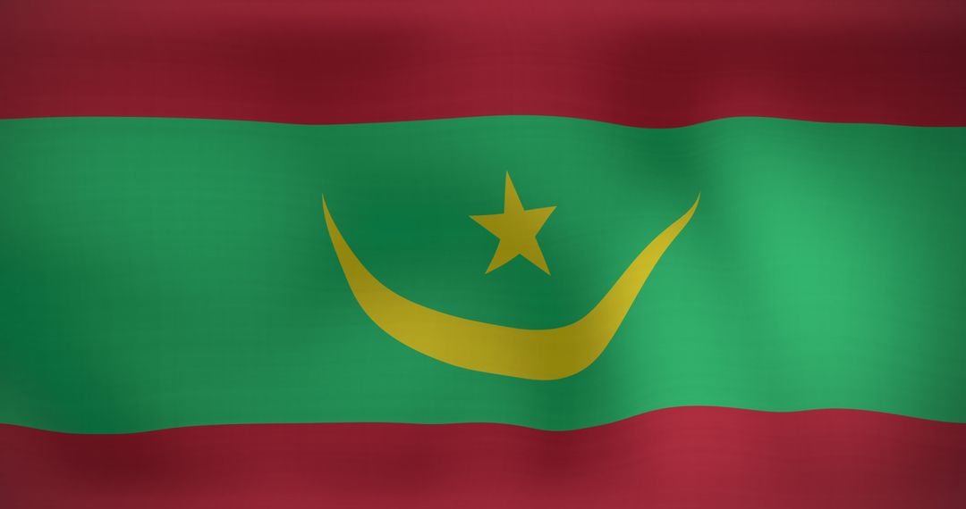 Vibrant Waving Mauritanian Flag Symbolizing National Pride