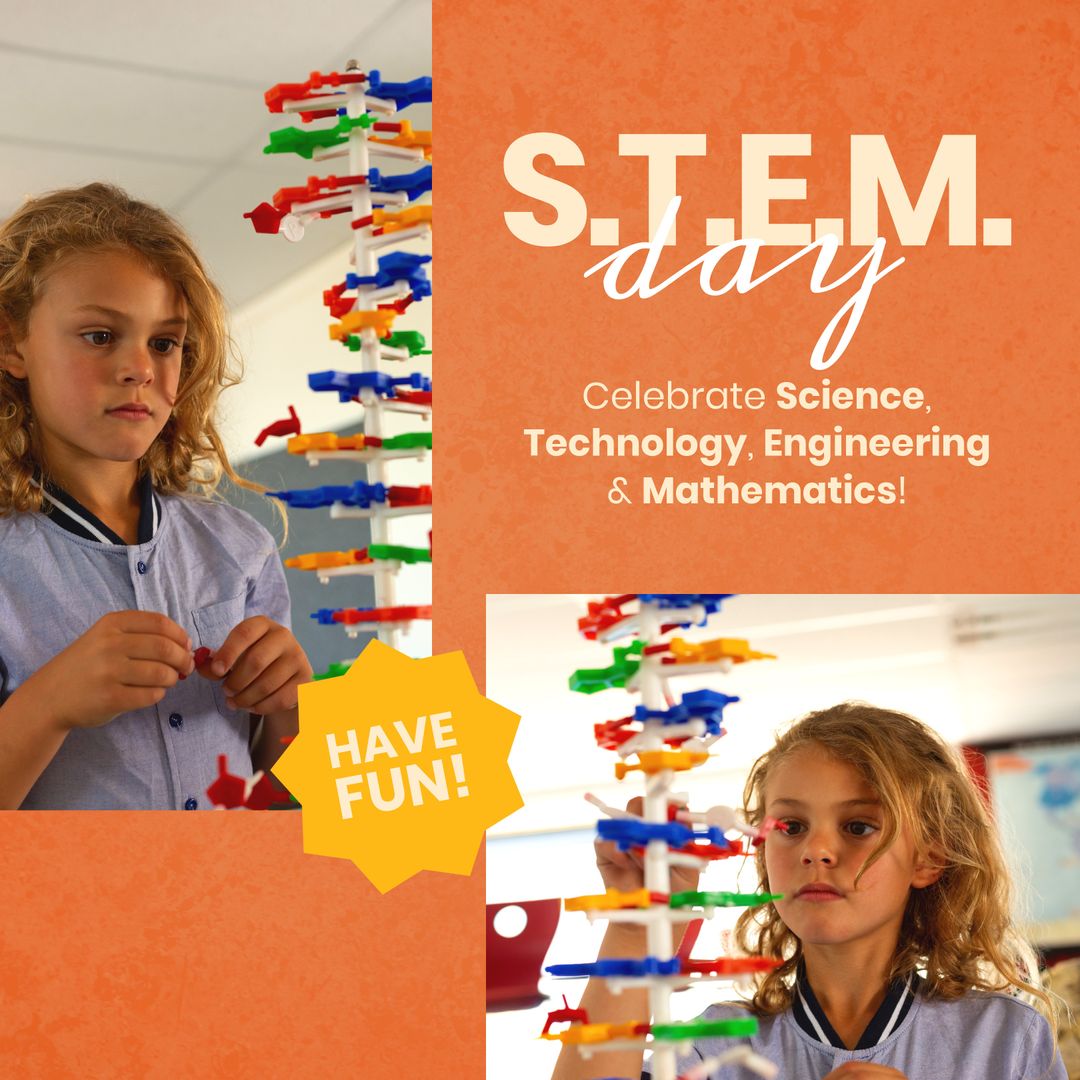 Child Playing Educational Game on STEM Day Celebration