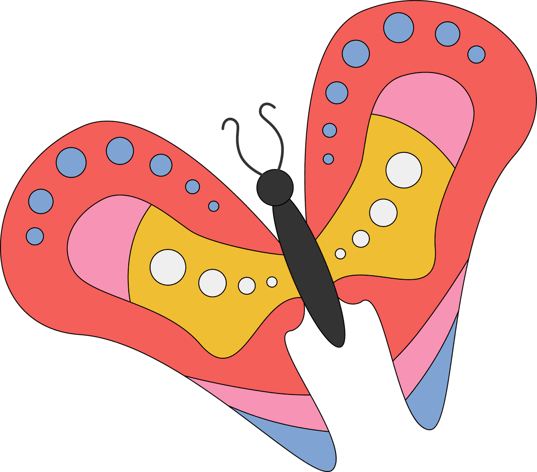 Whimsical Cartoon Butterfly on Transparent Background