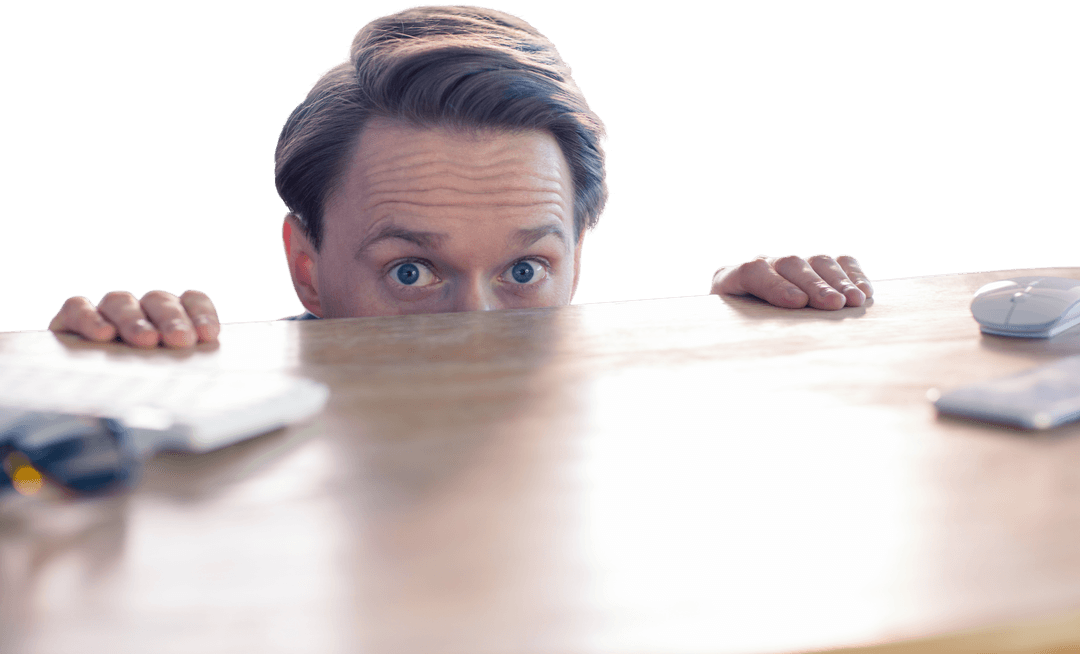 Transparent Desk Workplace Funny Business Concept