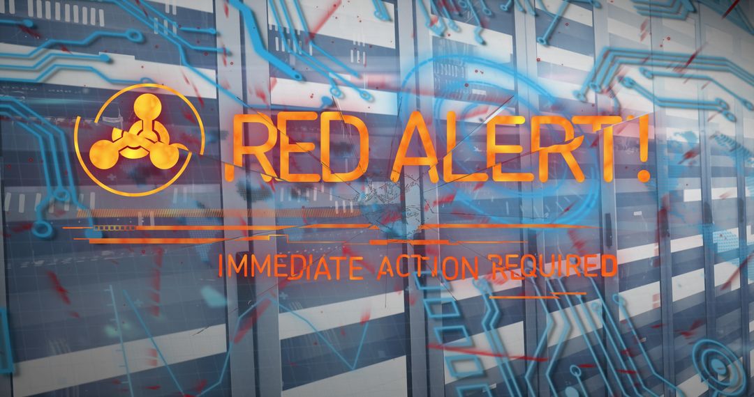 Red Alert Warning in Technical Server Room Environment