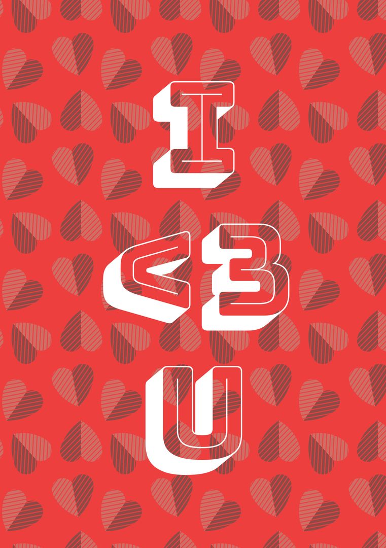 Bold Love Typography with Heart Pattern Background