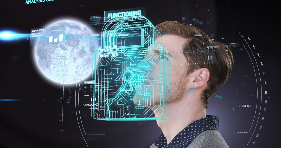 Futuristic Technology Concept with Man and Digital Interface