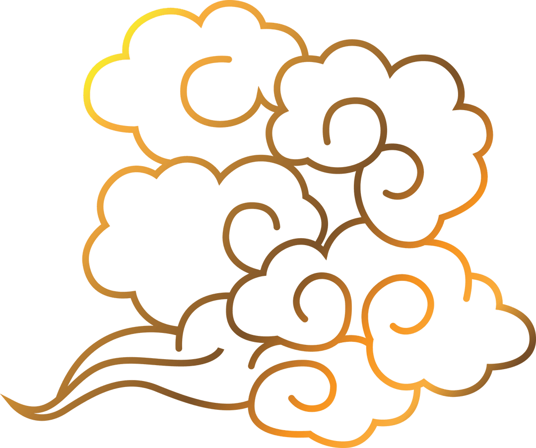 Golden Cloud Abstract Design on Transparent Background