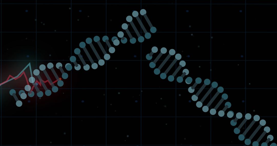DNA Strands with Graph Overlay on Black Background