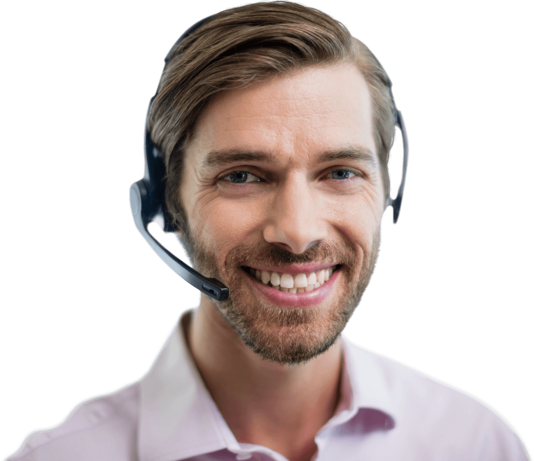 Smiling Customer Support Representative with Transparent Background