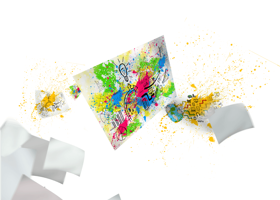 Creative Papers with Colorful Abstract Ideas on Transparent Background