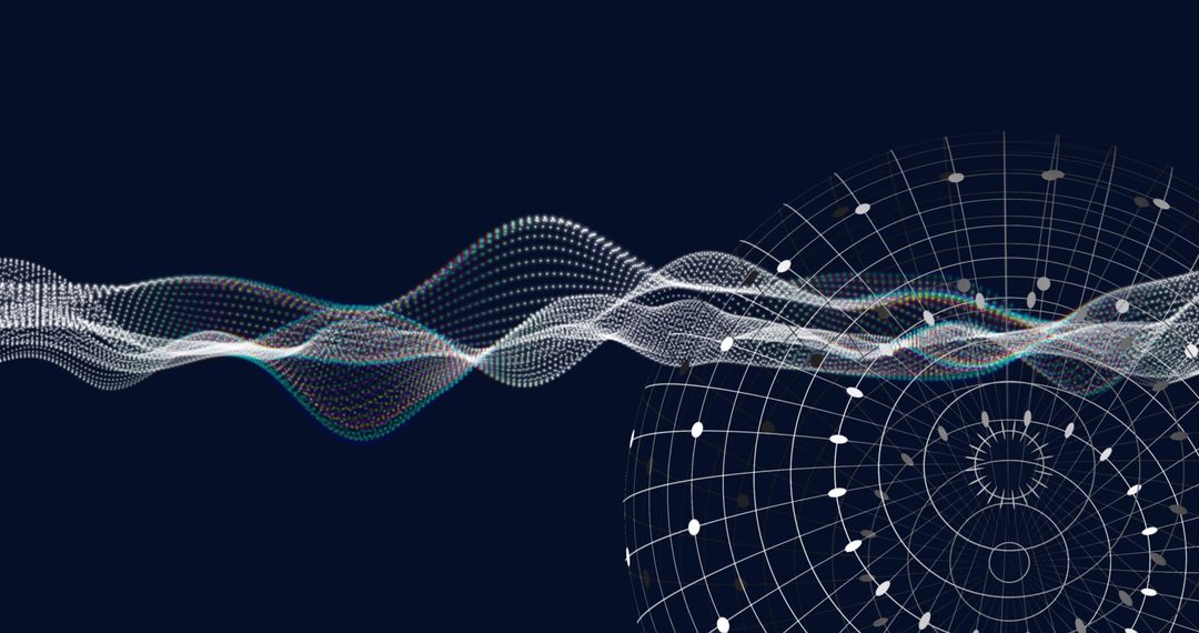 Abstract Digital Waveforms Merging with Global Grid Overlay