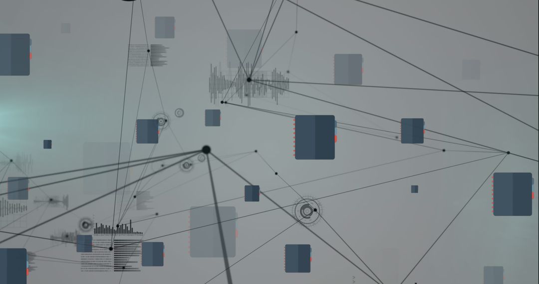 Abstract Digital Network with Data Connections Over Grey Background