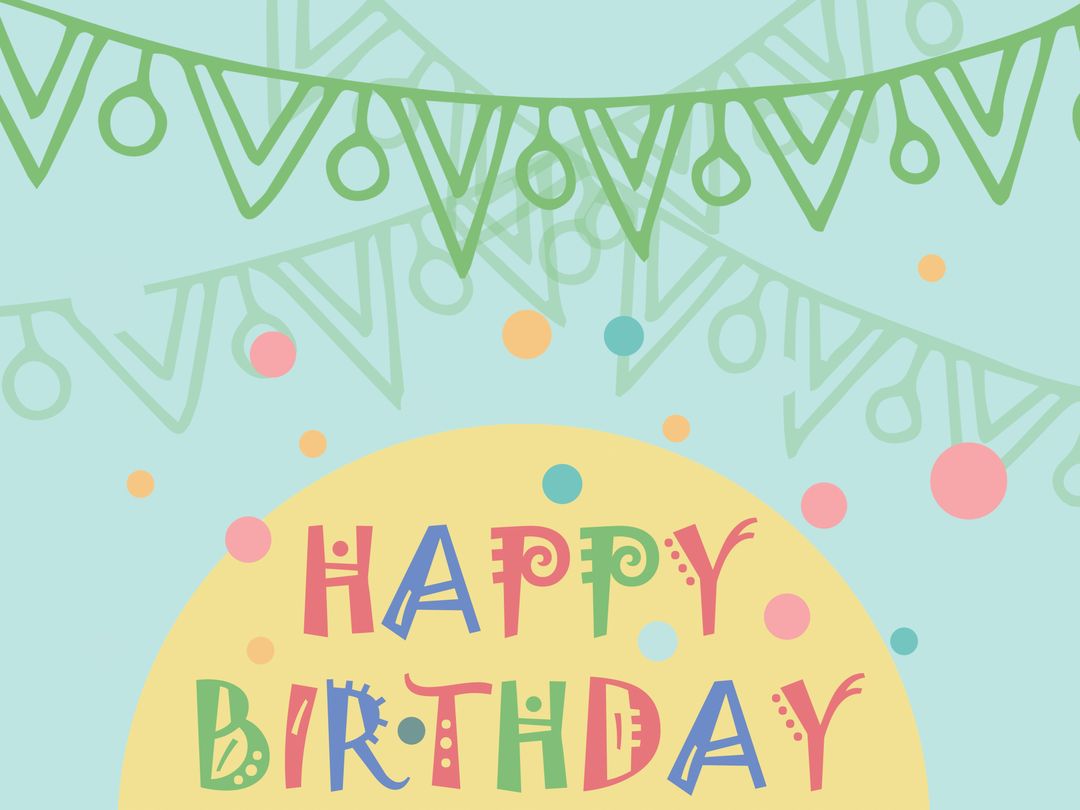 Festive Birthday Card with Colorful Bunting and Confetti