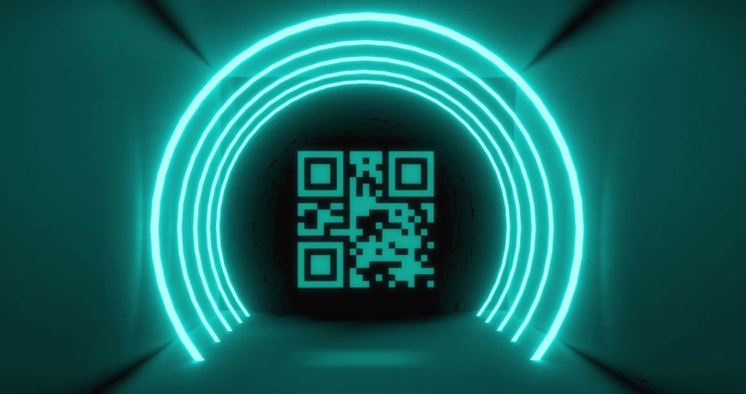 Futuristic QR Code with Neon Lights Signifying Data Security