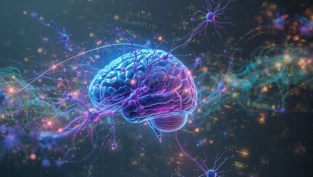 Futuristic Glowing Brain with Digital Neural Connections