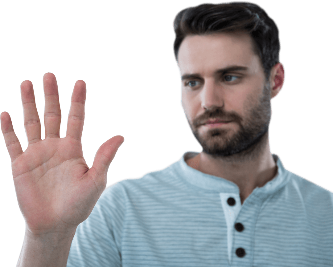 Man Interacting with Transparent Virtual Screen Interface - Download Free Stock Images Pikwizard.com