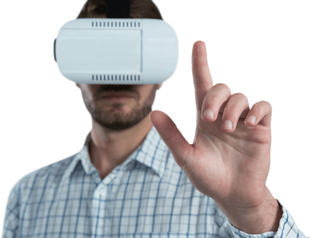 Transparent Tech Enthusiast Interacting with Virtual Reality Display - Download Free Stock Images Pikwizard.com