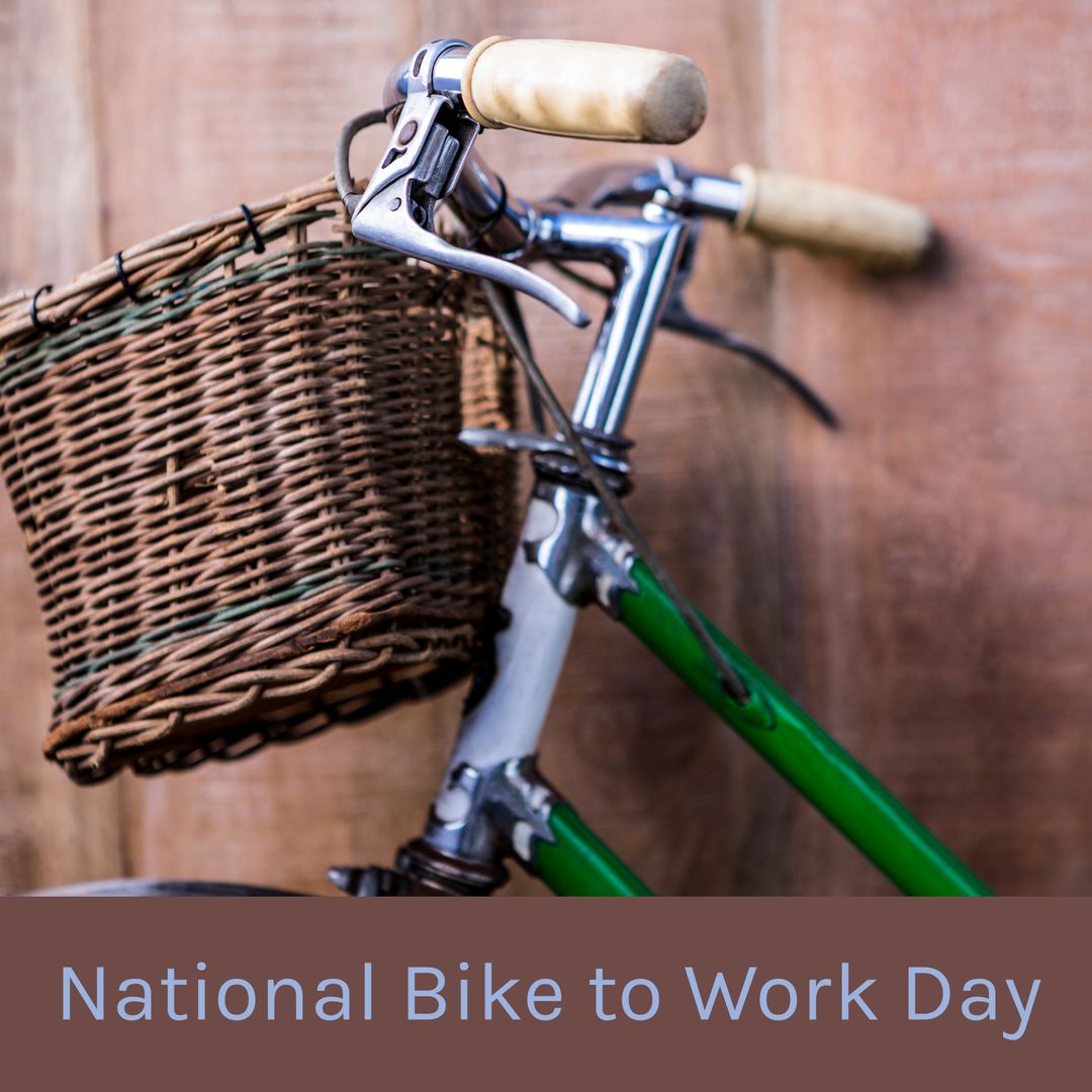 Vintage Bicycle with Wicker Basket Celebrating Bike to Work Day