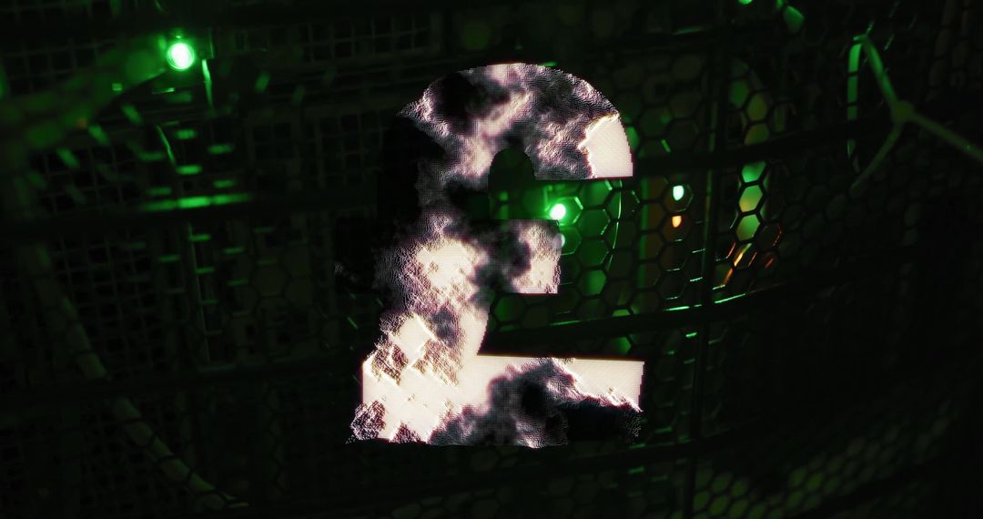 Pound Sterling Symbol in Futuristic Digital Environment