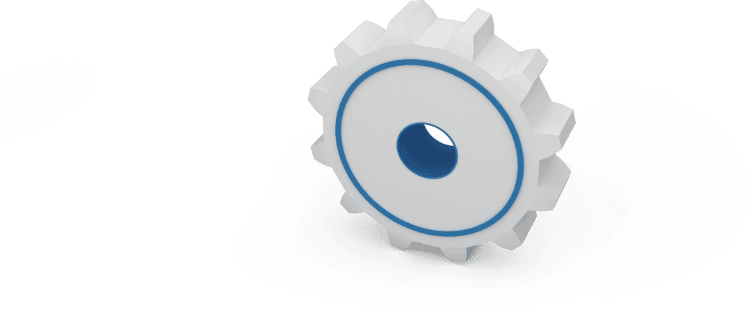 3D White Gear Cog Symbol on Transparent Background