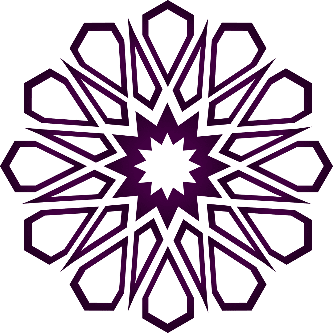 Decorative Purple Geometric Starburst Design on Transparent Background