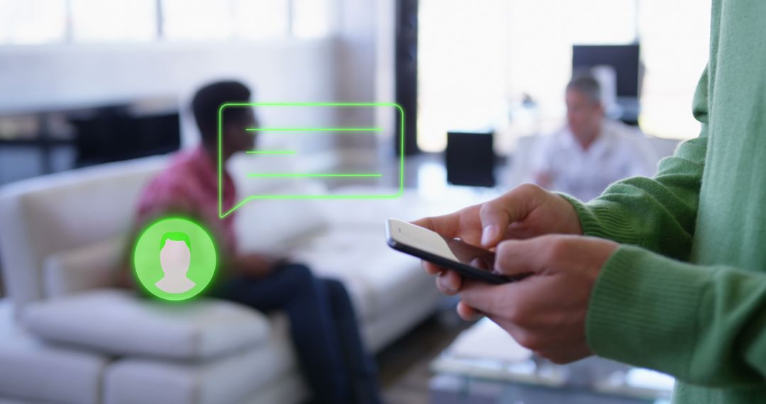 Digital Messaging Icons with Smartphone Interaction