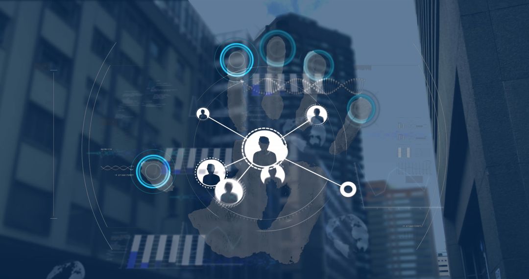 Digital Networking Concept with Biometric and Connectivity Overlay