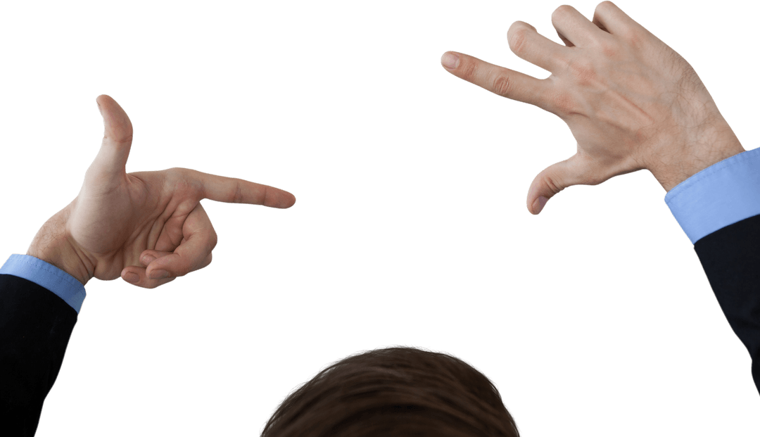 Transparent Businessman Creating Finger Frame Focus Vision