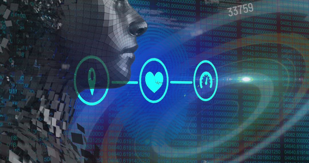 AI and Data Processing Concept with Digital Human Overlay