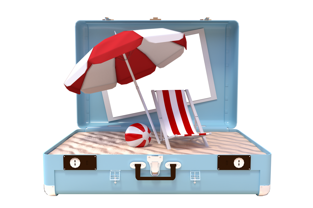 Travel Suitcase with Sunbed and Beach Umbrella Transparent Concept - Download Free Stock Images Pikwizard.com