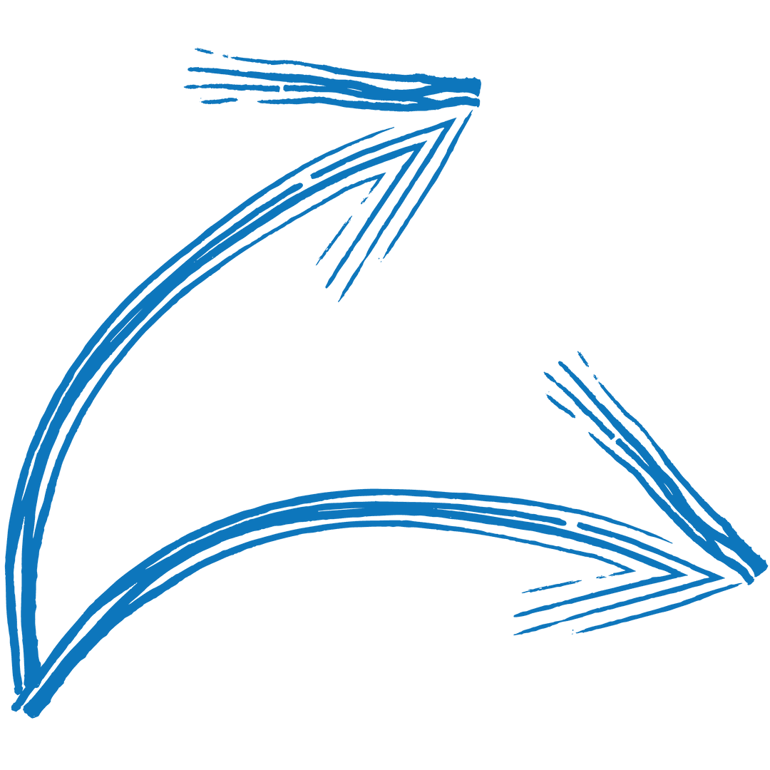 Blue Curved Arrows on Transparent Background for Design