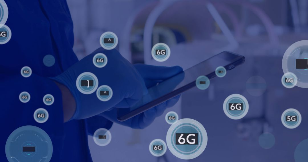 Doctor Using Tablet with Digital Network Interface