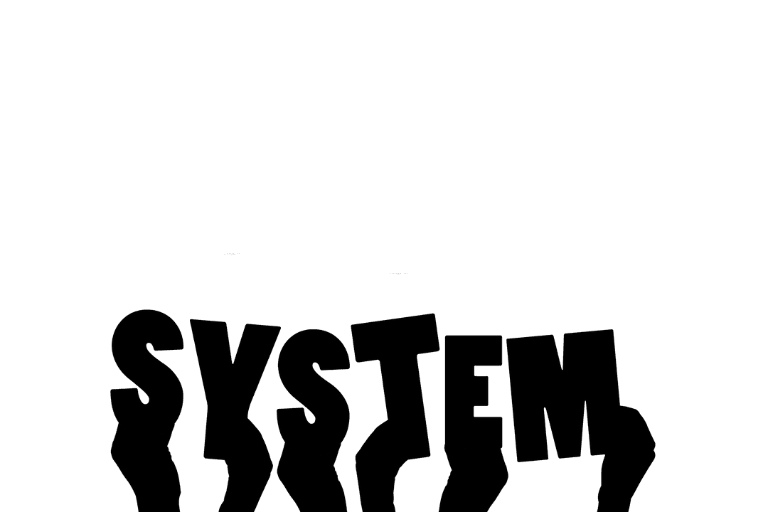 Digital Hands System Text on Transparent Background