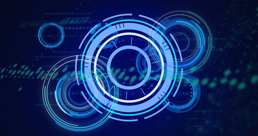 Futuristic Digital Interface with Blue Processing Circles