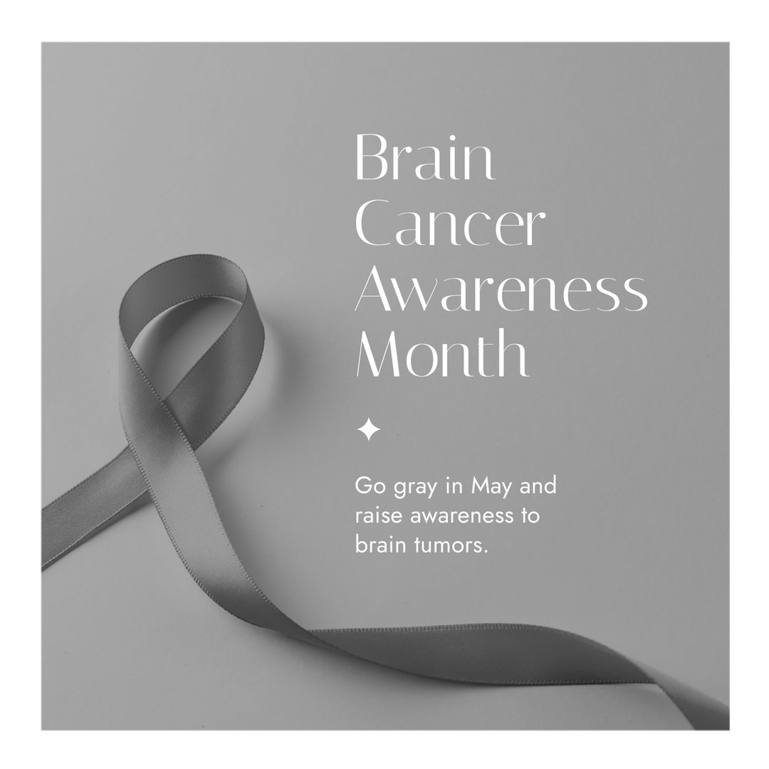 Brain Cancer Awareness Month Grey Ribbon Poster - Download Free Stock Templates Pikwizard.com