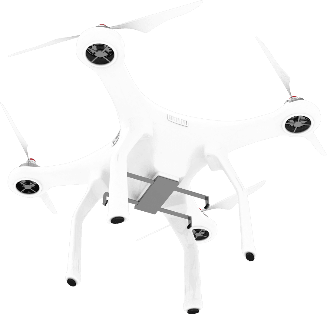 Transparent View of Advanced White Quadcopter Drone in Flight
