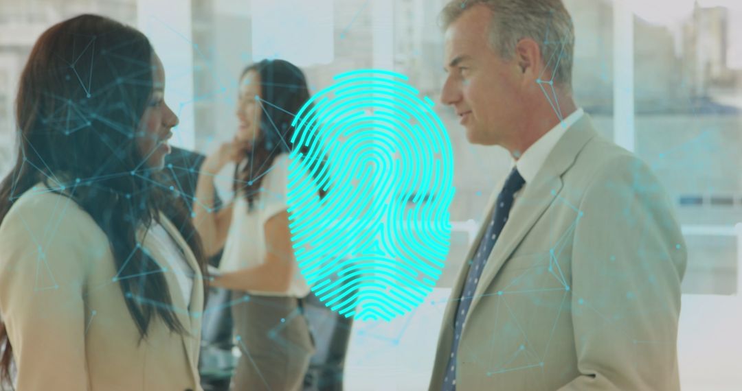 Businesspeople Embracing Secure Technological Connections