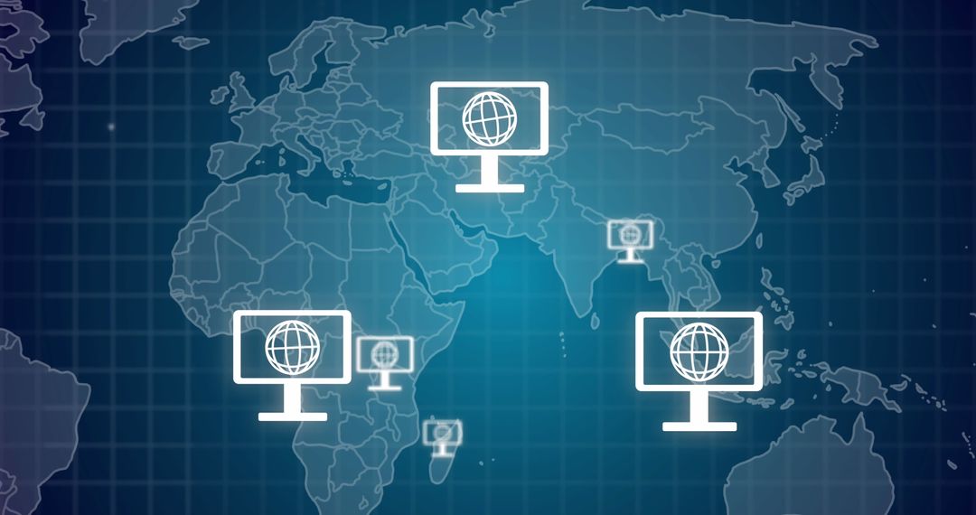 Global Network Connections with Digital Computer Icons